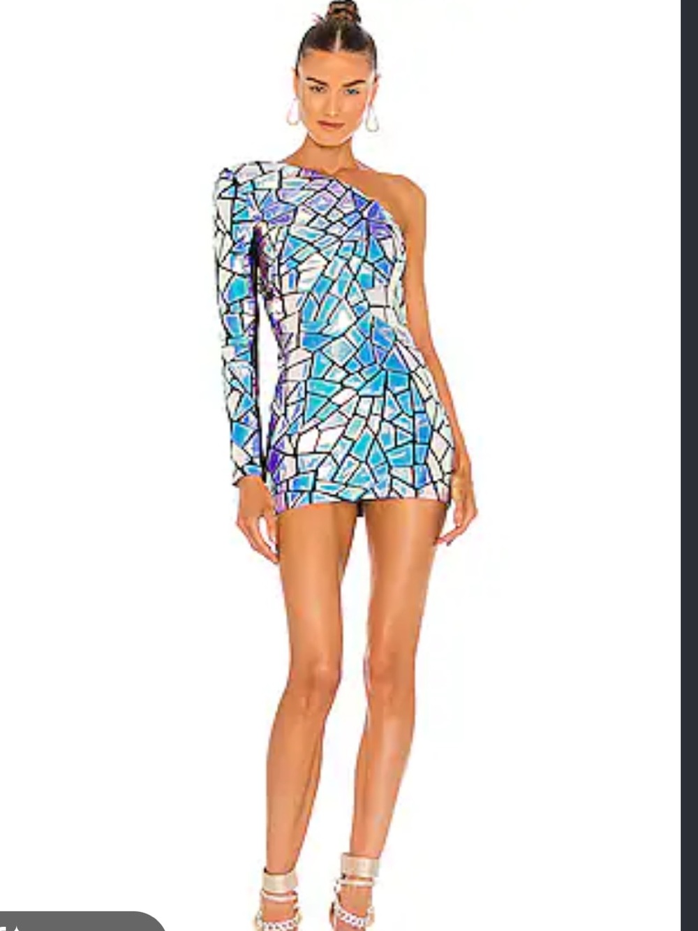Bronx and Banco Solar Multicolor One-Shoulder Mini Dress S